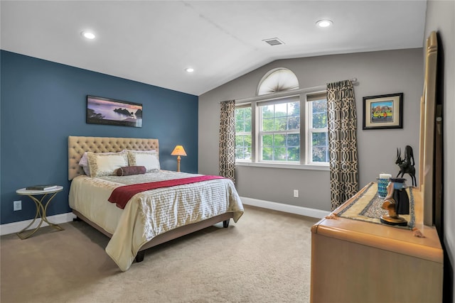 8 Wisteria Ln, Lake Grove, NY 11755 - bedroom with baseboards, recessed lighting, vaulted ceiling, and carpet
