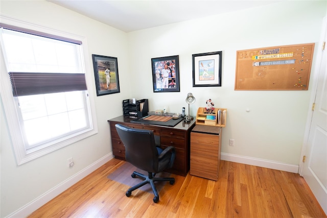14 Gordon Ave, Plainview, NY 11803 - office area featuring plenty of natural light, light wood-style flooring, and baseboards