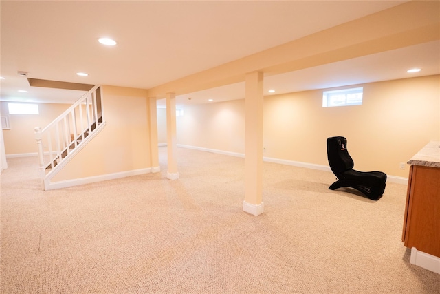 14 Gordon Ave, Plainview, NY 11803 - below grade area featuring carpet, recessed lighting, and baseboards
