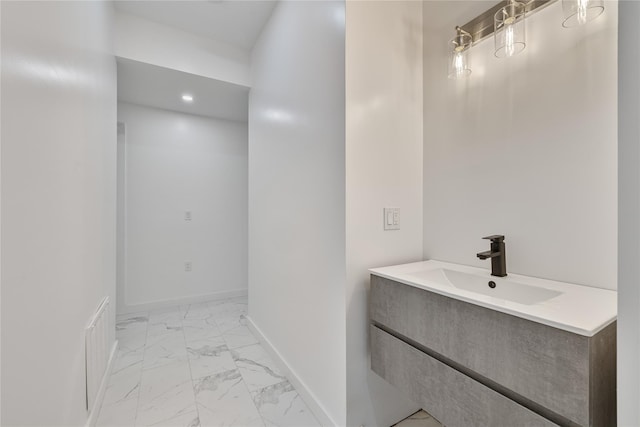 615 Union Rd, Spring Valley, NY 10977 - bathroom featuring marble look tiles and vanity