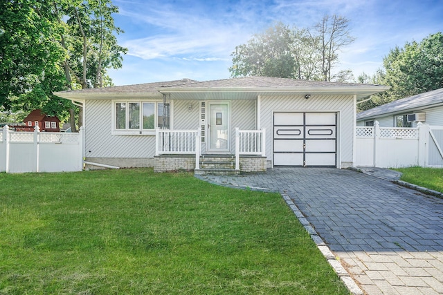8 Adolphi Pl, Ronkonkoma, NY 11779 - single story home with a porch, a garage, and decorative driveway