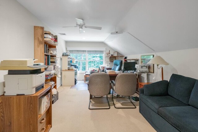 26 Mayberry Rd, Chappaqua, NY 10514 - carpeted office featuring a ceiling fan and lofted ceiling