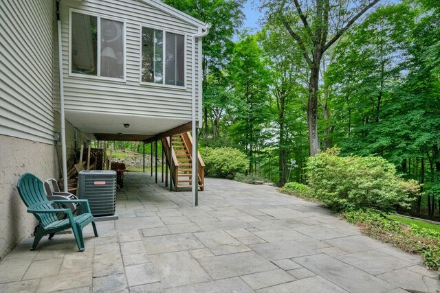 26 Mayberry Rd, Chappaqua, NY 10514 - view of patio / terrace featuring stairs and central AC unit