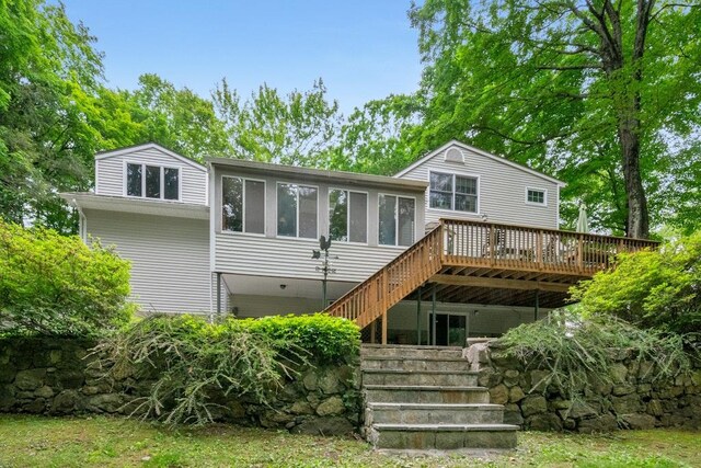 26 Mayberry Rd, Chappaqua, NY 10514 - back of property featuring stairs and a deck
