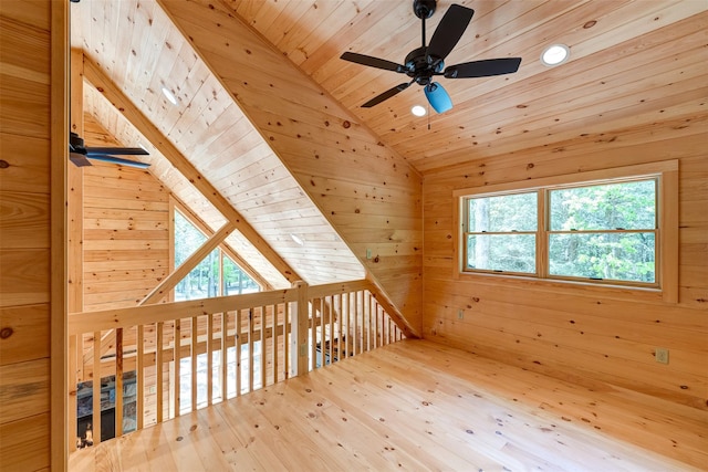 57 Zane Grey Way, Barryville, NY 12719 - bonus room with a ceiling fan, vaulted ceiling, wooden ceiling, hardwood / wood-style floors, and wood walls