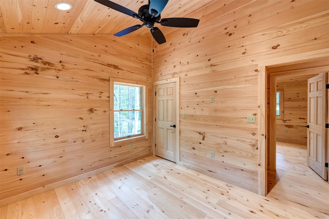 57 Zane Grey Way, Barryville, NY 12719 - unfurnished room with wood walls, wood ceiling, a ceiling fan, and light wood finished floors