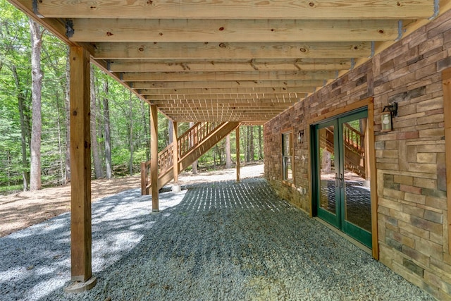 57 Zane Grey Way, Barryville, NY 12719 - view of patio / terrace featuring stairway and french doors