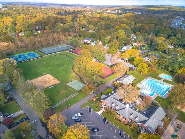 23 Tanners Rd, Great Neck, NY 11020 - aerial view of property's location with a heavily wooded area
