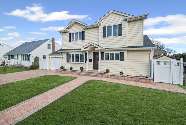 15 Salem Rd, Hicksville, NY 11801 - traditional-style house featuring decorative driveway and a gate