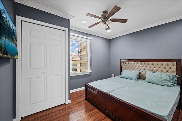 15 Salem Rd, Hicksville, NY 11801 - bedroom featuring crown molding, wood finished floors, ceiling fan, and recessed lighting