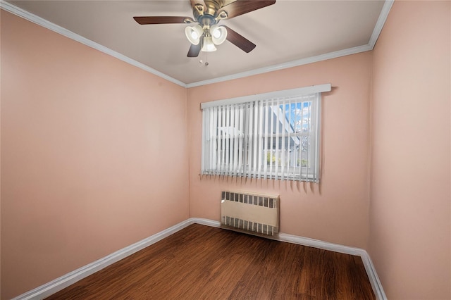 15 Salem Rd, Hicksville, NY 11801 - unfurnished room with radiator heating unit, wood finished floors, a ceiling fan, and ornamental molding