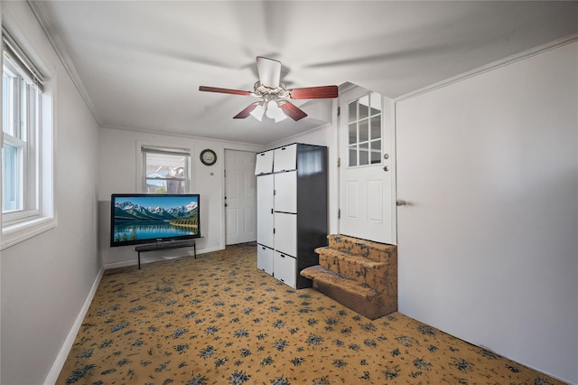 15 Salem Rd, Hicksville, NY 11801 - unfurnished room featuring a ceiling fan, ornamental molding, and carpet