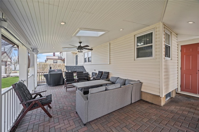 15 Salem Rd, Hicksville, NY 11801 - view of patio / terrace featuring outdoor lounge area, ceiling fan, and a grill
