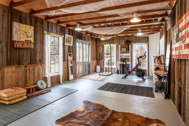 336 County Highway 5, Bovina Center, NY 13740 - exercise area featuring wooden walls