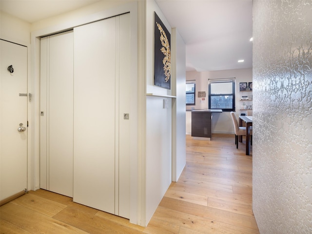 25-40 Shore Blvd Unit 17K, Astoria, NY 11102 - corridor featuring light wood-style flooring and recessed lighting