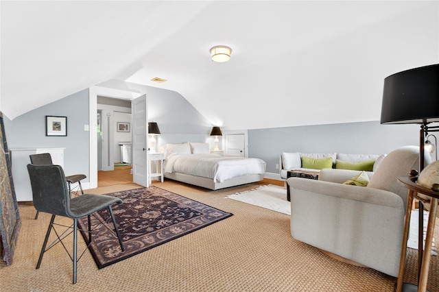 87 River Rd, Nyack, NY 10960 - bedroom featuring vaulted ceiling and light carpet