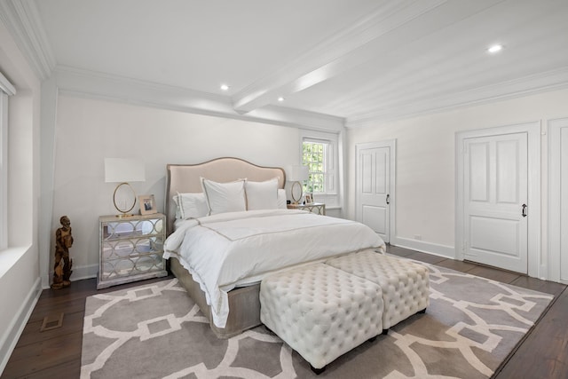 8 E Huxley Dr, Lloyd Harbor, NY 11743 - bedroom featuring crown molding, wood finished floors, and recessed lighting
