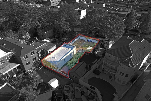 70-11 Ditmars, Astoria, NY 11370 - aerial view of property's location featuring property parcel outlined