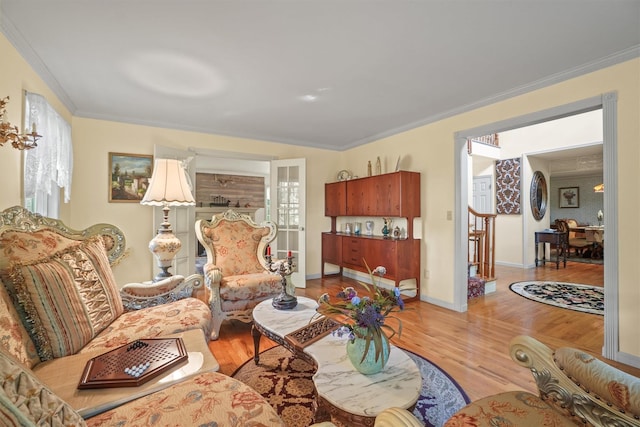 57 Wilner Rd, Somers, NY 10589 - living area featuring crown molding, light wood finished floors, and baseboards