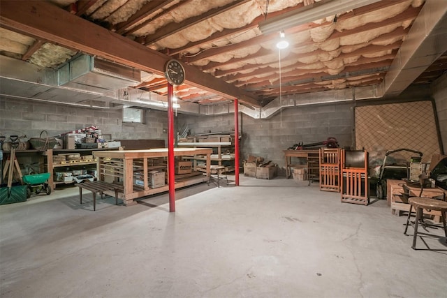 57 Wilner Rd, Somers, NY 10589 - unfinished below grade area featuring a workshop area and concrete block wall