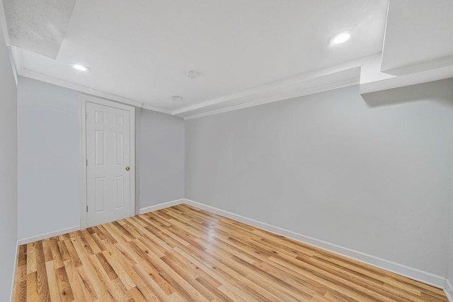 44 Juniper St, Central Islip, NY 11722 - spare room featuring baseboards, light wood finished floors, ornamental molding, and recessed lighting