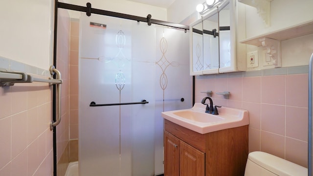 89-48 196th St, Jamaica, NY 11423 - full bath with tile walls, vanity, and an enclosed shower