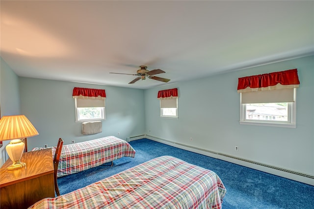 28 Chance St, Hicksville, NY 11801 - carpeted bedroom featuring baseboard heating and a ceiling fan