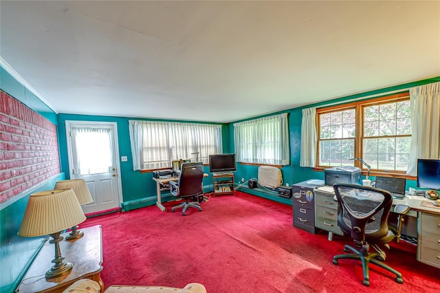 28 Chance St, Hicksville, NY 11801 - carpeted home office featuring healthy amount of natural light