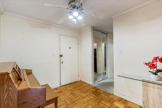211-40 18th Ave Unit 1J, Bayside, NY 11360 - entryway with a ceiling fan and ornamental molding