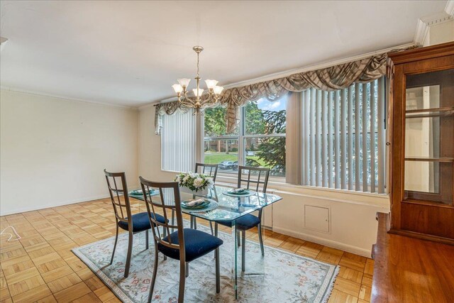 211-40 18th Ave Unit 1J, Bayside, NY 11360 - dining area with ornamental molding and a chandelier
