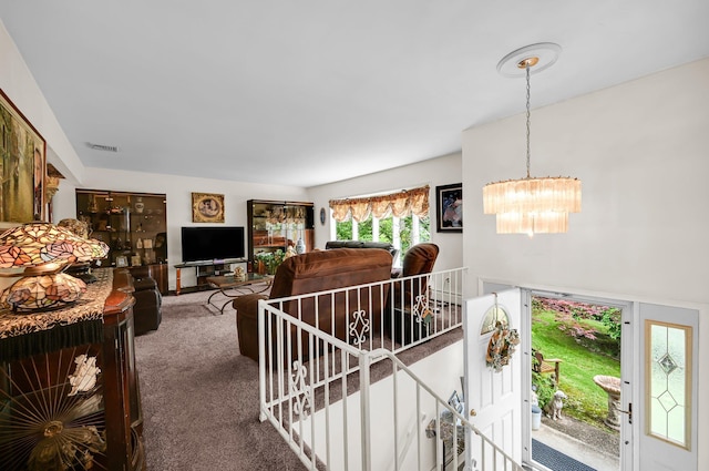 10 Catawba Dr, West Nyack, NY 10994 - living area with carpet floors and a chandelier