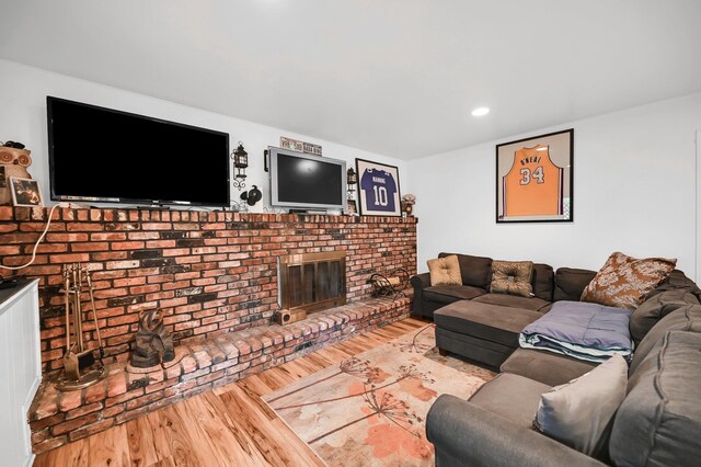10 Catawba Dr, West Nyack, NY 10994 - living area with a fireplace, wood finished floors, and recessed lighting