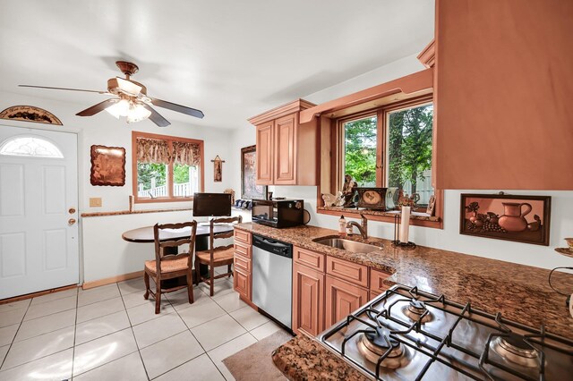 10 Catawba Dr, West Nyack, NY 10994 - kitchen with a sink, stainless steel appliances, healthy amount of natural light, and a ceiling fan