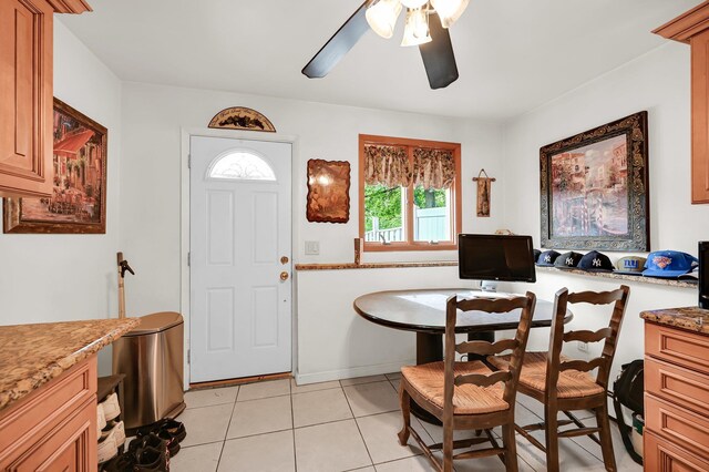 10 Catawba Dr, West Nyack, NY 10994 - dining space featuring a ceiling fan and light tile patterned floors