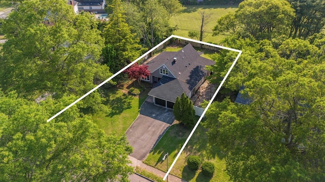 28 Snowberry Ln, Islandia, NY 11749 - view from above of property featuring property boundaries highlighted