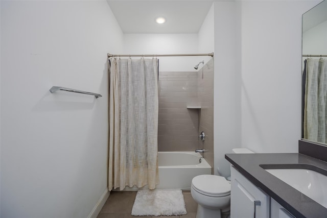 12 Grace Hall Ln, Yaphank, NY 11980 - full bath with vanity, shower / tub combo with curtain, tile patterned flooring, and toilet