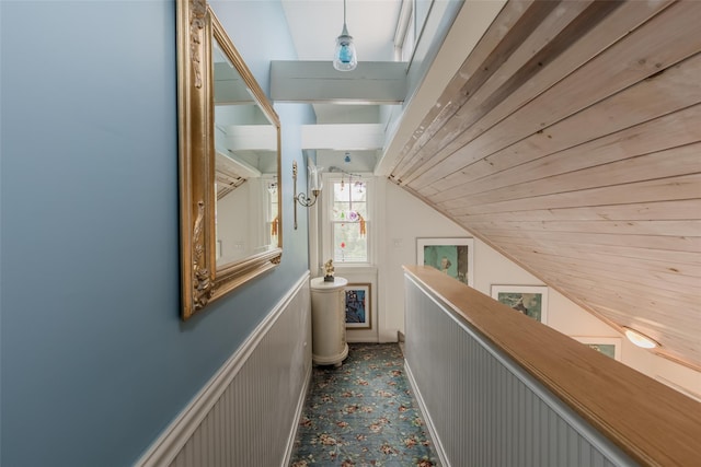 26 Point Breeze Dr, Rocky Point, NY 11778 - corridor featuring vaulted ceiling and an upstairs landing