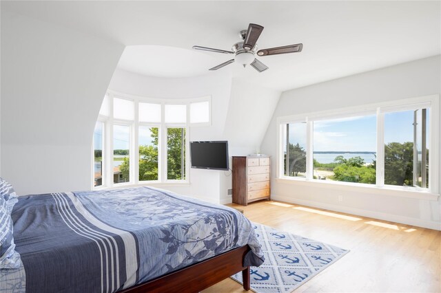 2335 Minnehaha Blvd, Southold, NY 11971 - bedroom with light wood-type flooring, baseboards, and ceiling fan