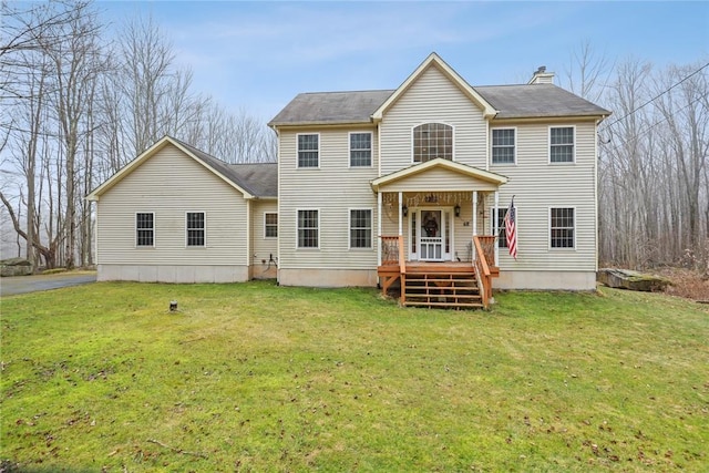 68 Cauthers Ln, Woodridge, NY 12789 - back of house with a yard and a chimney