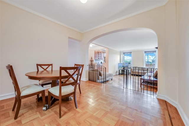 41-08 43rd St Unit 5J, Sunnyside, NY 11104 - dining room with arched walkways and baseboards