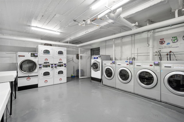 41-08 43rd St Unit 5J, Sunnyside, NY 11104 - community laundry room with stacked washer and clothes dryer and washer and clothes dryer