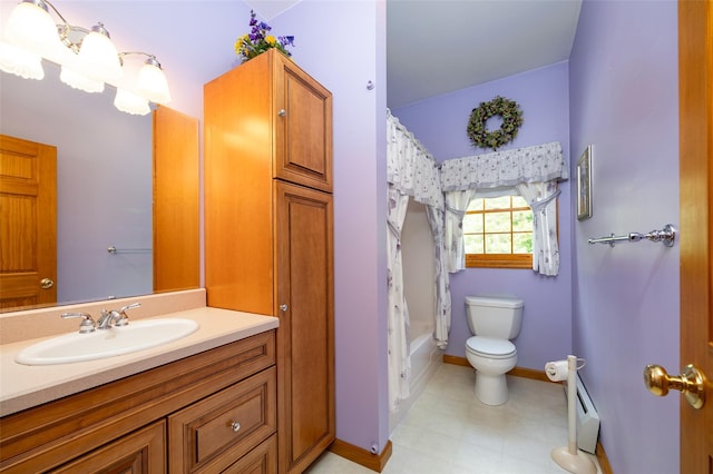 23 Saddle Rock Dr, Poughkeepsie, NY 12603 - bathroom featuring vanity, toilet, baseboards, and shower / bath combo with shower curtain