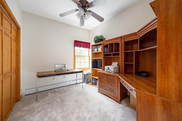 23 Saddle Rock Dr, Poughkeepsie, NY 12603 - office space featuring light carpet, a baseboard radiator, and ceiling fan