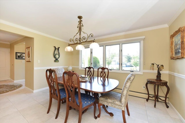 2783 Rita Ct, Bellmore, NY 11710 - dining room featuring light tile patterned floors, ornamental molding, and baseboards