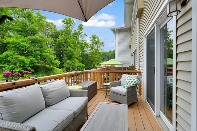37 Scenic Cir, Croton-On-Hudson, NY 10520 - deck with an outdoor hangout area and view of scattered trees