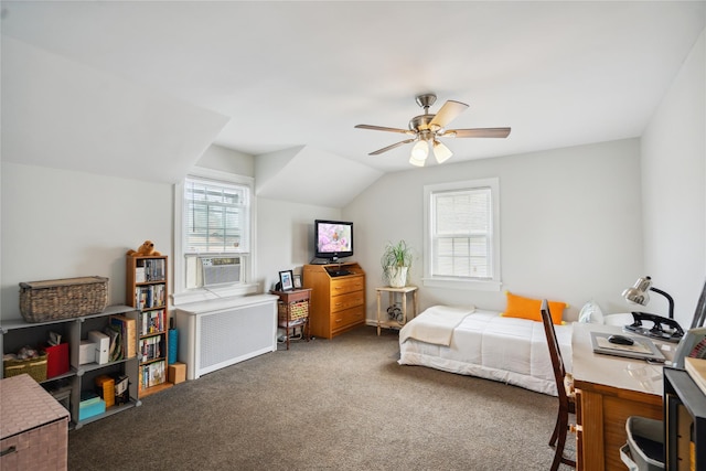 1515 Kenneth Ave, Baldwin, NY 11510 - bedroom with multiple windows, carpet, cooling unit, and lofted ceiling