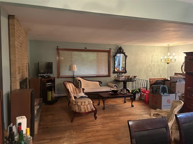 400 Old Rte 304, New City, NY 10956 - living area with wood finished floors, a chandelier, and radiator heating unit