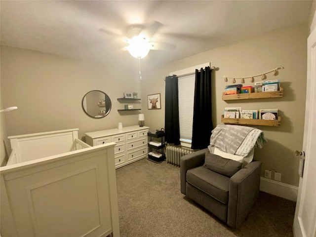 1234 State Route 17k, Montgomery, NY 12549 - bedroom featuring dark carpet, radiator heating unit, and ceiling fan