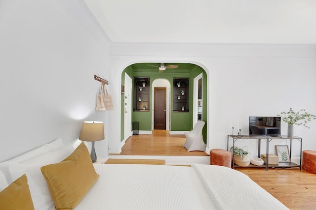 50 Lefferts Ave Unit 6M, Brooklyn, NY 11225 - bedroom with arched walkways and wood finished floors