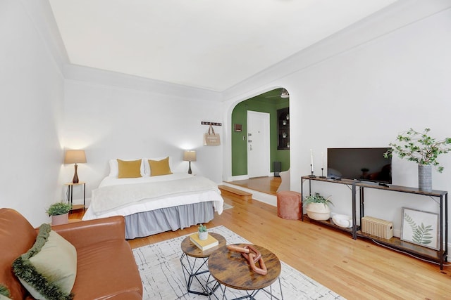 50 Lefferts Ave Unit 6M, Brooklyn, NY 11225 - bedroom with arched walkways and wood finished floors